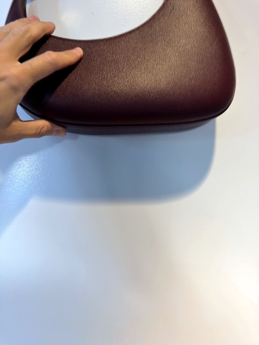 JW PEI Burgundy Saffiano Crescent Shoulder Bag